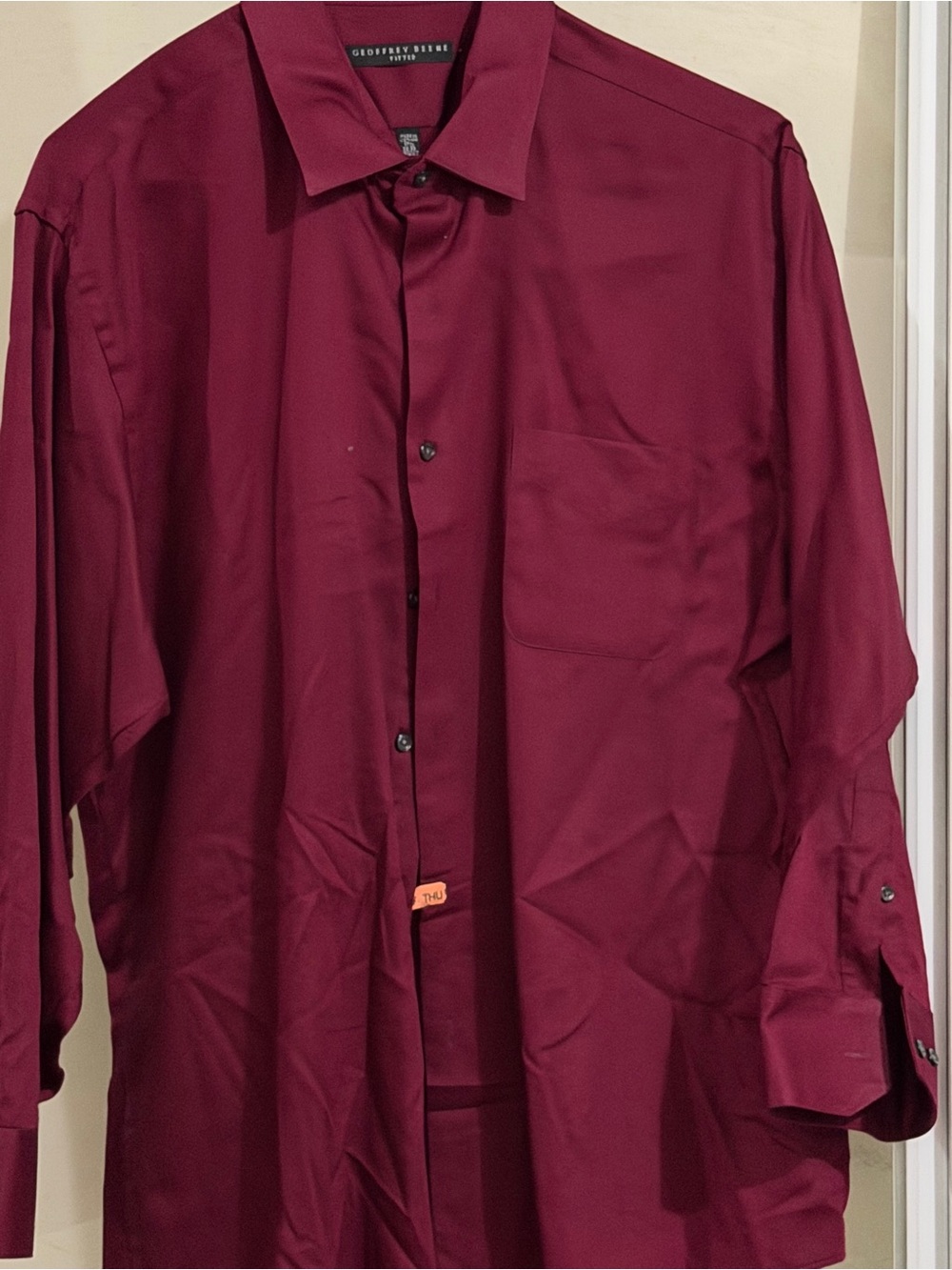 Geoffrey Beene Men's Wine/Burgundy Long-Sleeve Dress Shirt